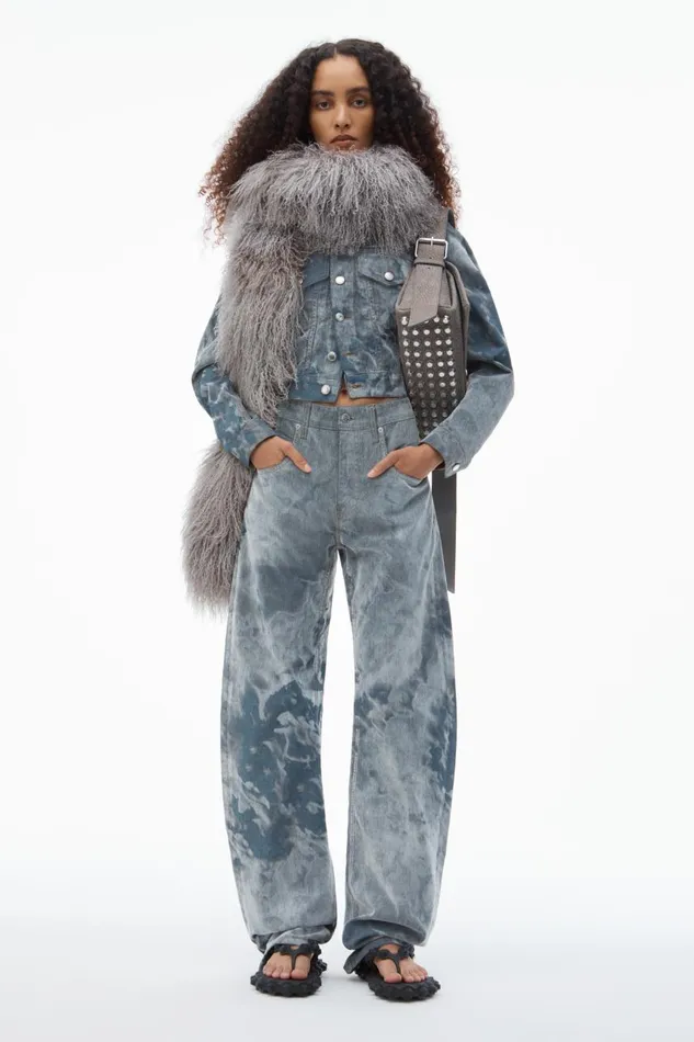 Alexander Wang Denim Women LowRise Flocked Jeans With Lasered Cloud Print