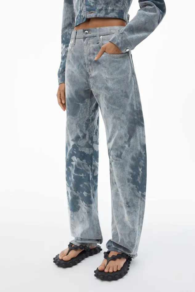 Alexander Wang Denim Women LowRise Flocked Jeans With Lasered Cloud Print