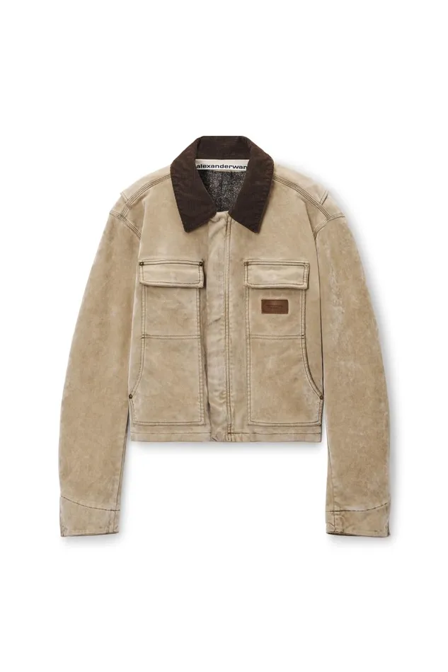 Alexander Wang Outerwear Men Workwear Jacket With Weathered Flocking