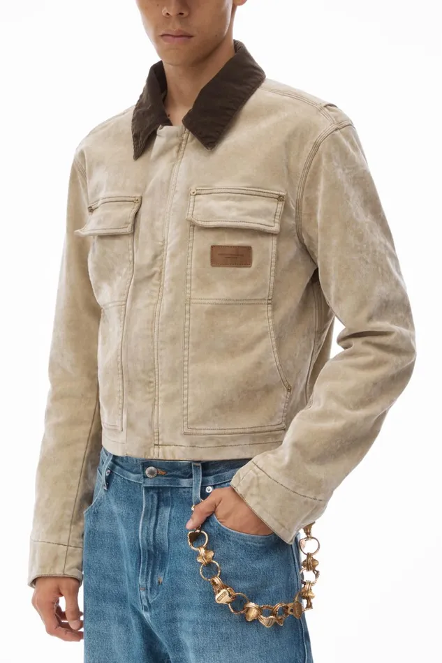 Alexander Wang Outerwear Men Workwear Jacket With Weathered Flocking