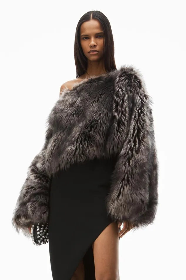 Alexander Wang Outerwear Women Oversize Cropped Shrug In Lamb Shearling
