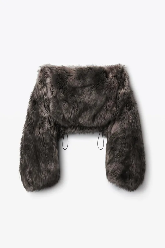 Alexander Wang Outerwear Women Oversize Cropped Shrug In Lamb Shearling