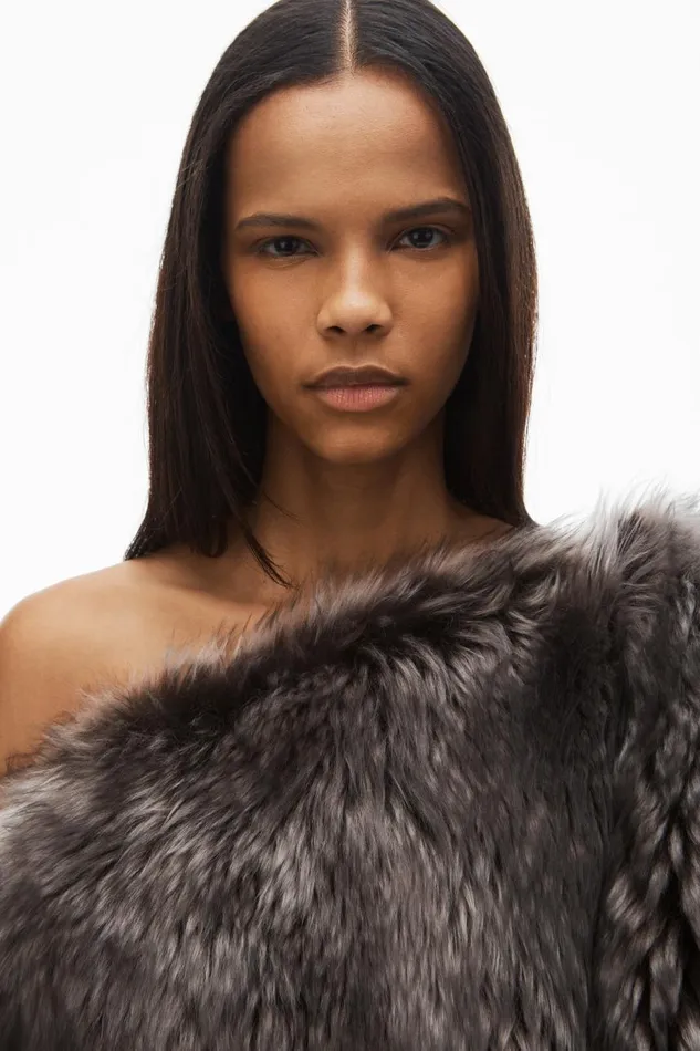 Alexander Wang Outerwear Women Oversize Cropped Shrug In Lamb Shearling
