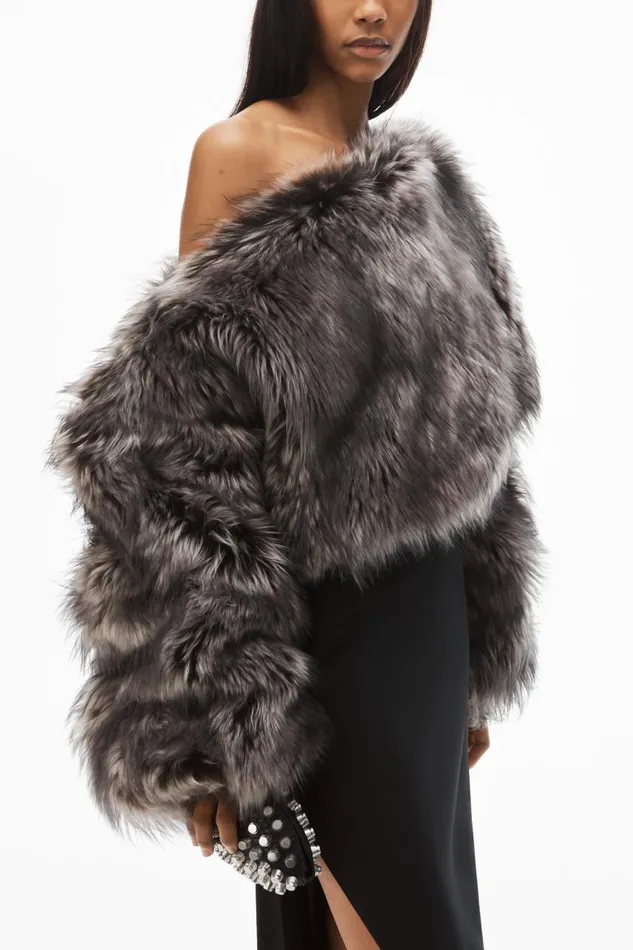 Alexander Wang Outerwear Women Oversize Cropped Shrug In Lamb Shearling