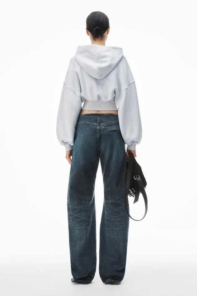 Alexander Wang Sweatshirts Women Cropped Zip Up Hoodie In Classic Cotton Terry
