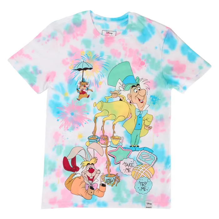 Alice In Wonderland Unbirthday TieDye Tee Unisex Loungefly Apparel Alice In Wonderland Unbirthday TieDye Tee Unisex Loungefly Apparel