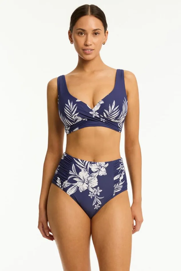 Aloha High Waist Gathered Side Pant Aloha French Navy Women Sea Level Bottoms