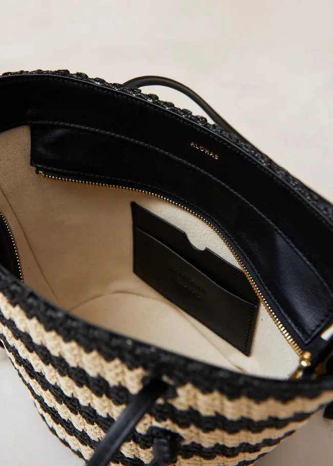 ALOHAS Bags The Tangle 8211 Black And Cream Crochet Shoulder Bag 8211 Women