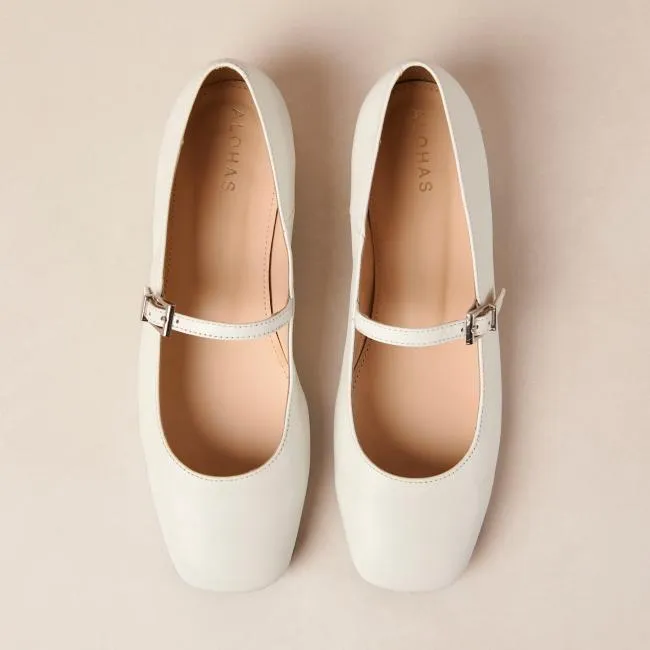 ALOHAS Ballet Flats Por Do Sol 8211 Cream Leather Ballet Pumps 8211 Women
