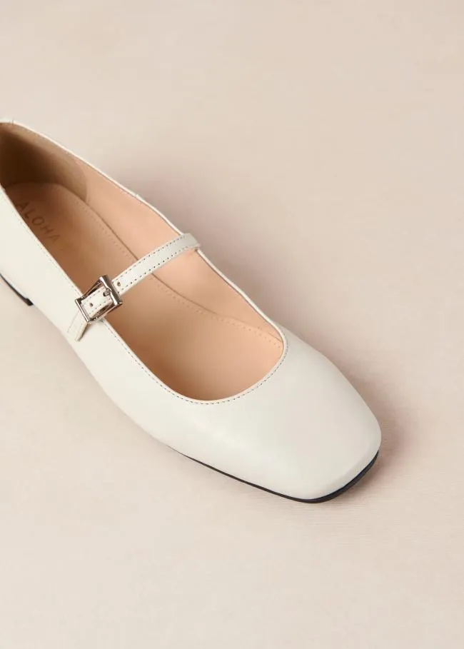 ALOHAS Ballet Flats Por Do Sol 8211 Cream Leather Ballet Pumps 8211 Women