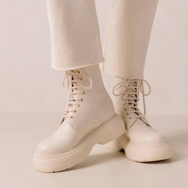 ALOHAS Boots Gouache 8211 White Vegan Leather Boots 8211 Women