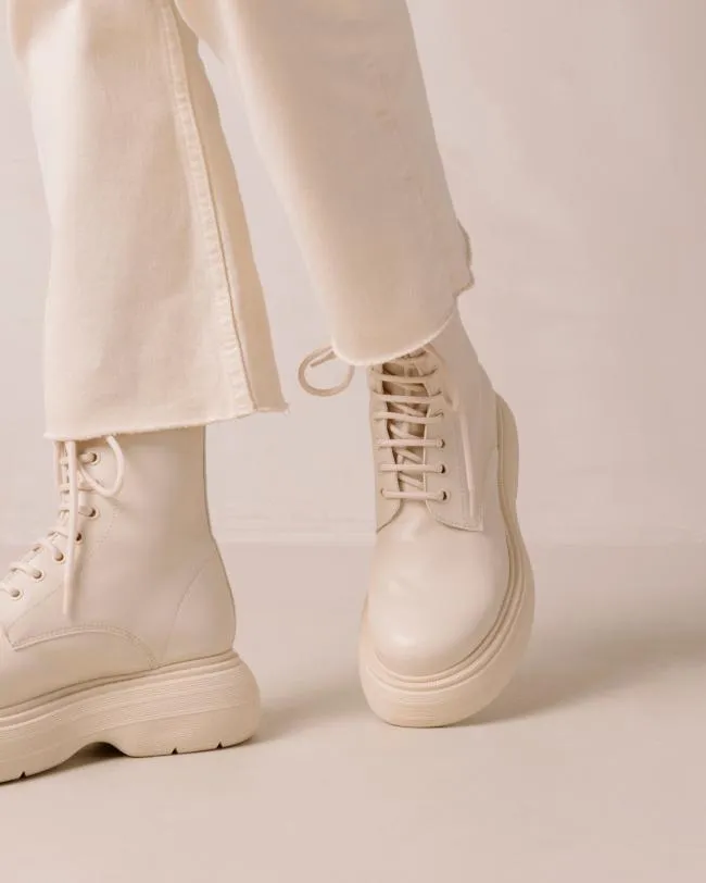 ALOHAS Boots Gouache 8211 White Vegan Leather Boots 8211 Women