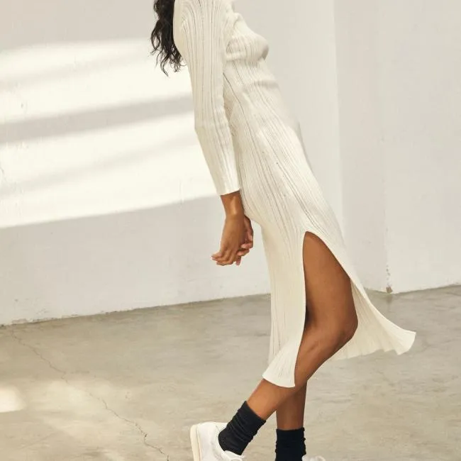 ALOHAS Dresses Donna 8211 White Knit Dress 8211 Women