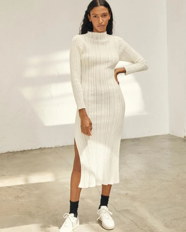 ALOHAS Dresses Donna 8211 White Knit Dress 8211 Women