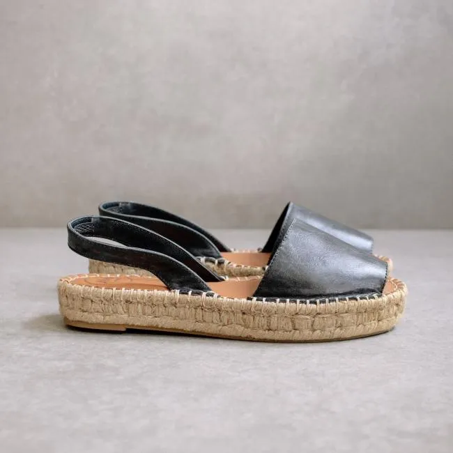 ALOHAS Espadrilles Ibizas 8211 Black Leather Espadrilles 8211 Women