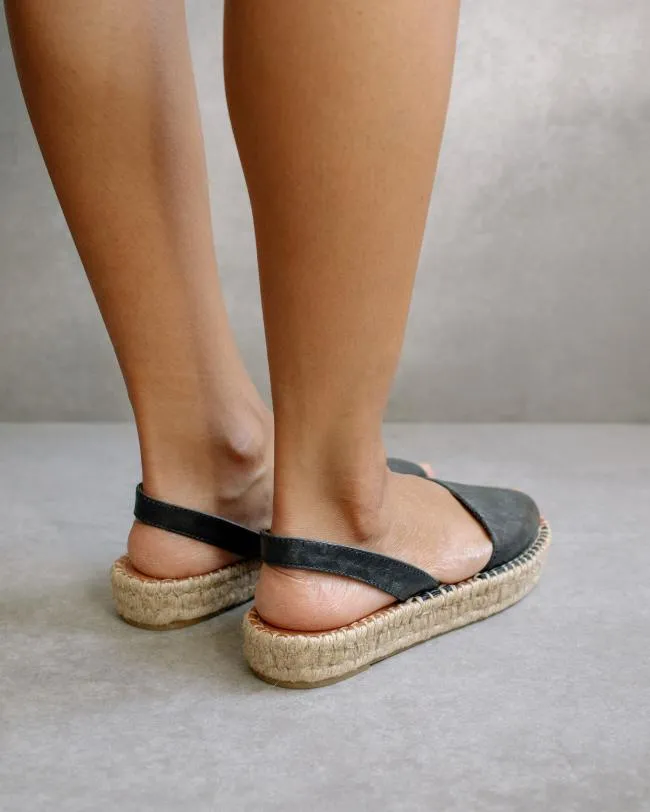 ALOHAS Espadrilles Ibizas 8211 Black Leather Espadrilles 8211 Women