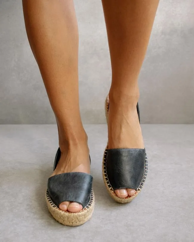 ALOHAS Espadrilles Ibizas 8211 Black Leather Espadrilles 8211 Women