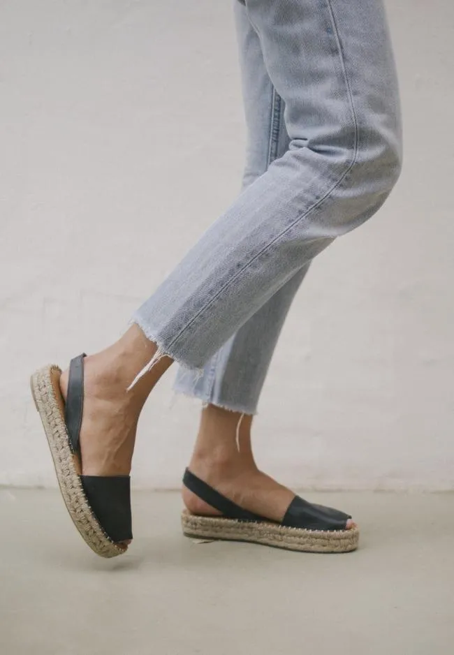 ALOHAS Espadrilles Ibizas 8211 Black Leather Espadrilles 8211 Women