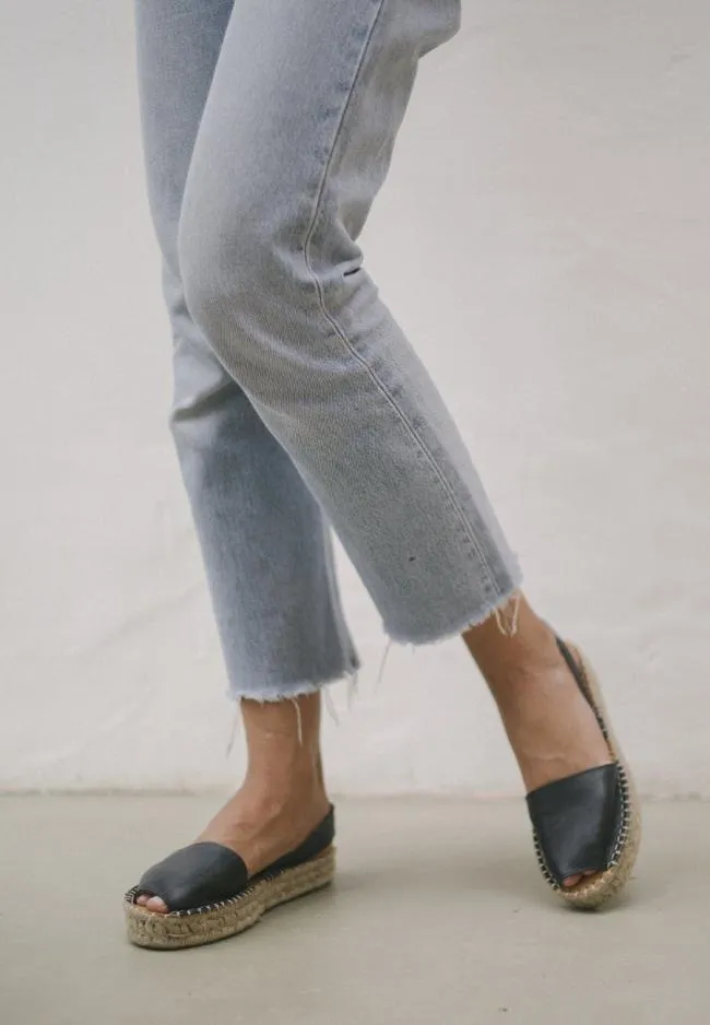 ALOHAS Espadrilles Ibizas 8211 Black Leather Espadrilles 8211 Women