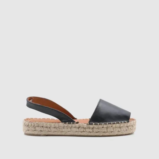 ALOHAS Espadrilles Ibizas 8211 Black Leather Espadrilles 8211 Women