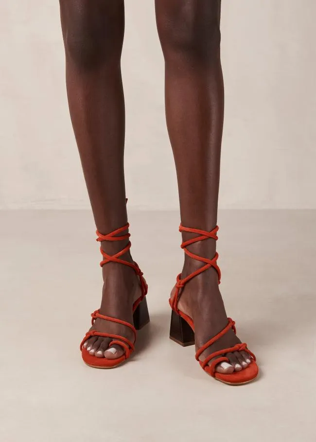 ALOHAS Heels Goldie 8211 Orange Suede Sandals 8211 Women