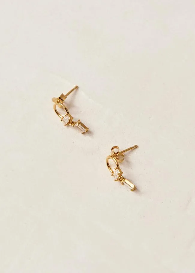 ALOHAS Jewelry Fountain 8211 Gold And Clear Crystal Earrings 8211 Women