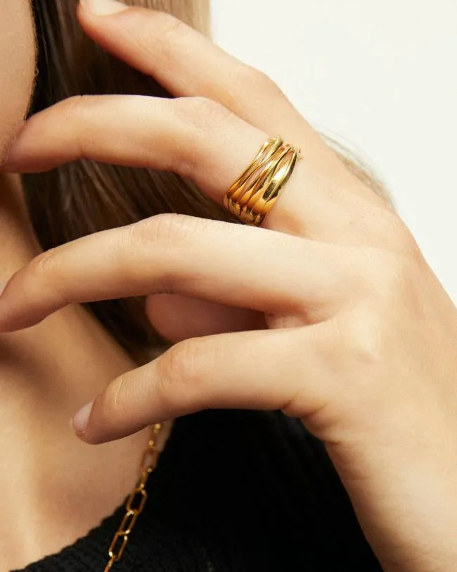 ALOHAS Jewelry Multi Curve 8211 Gold Ring 8211 Women