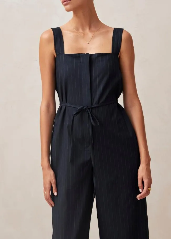 ALOHAS Jumpsuits Ingrid 8211 Navy Pinstripe Jumpsuit 8211 Women