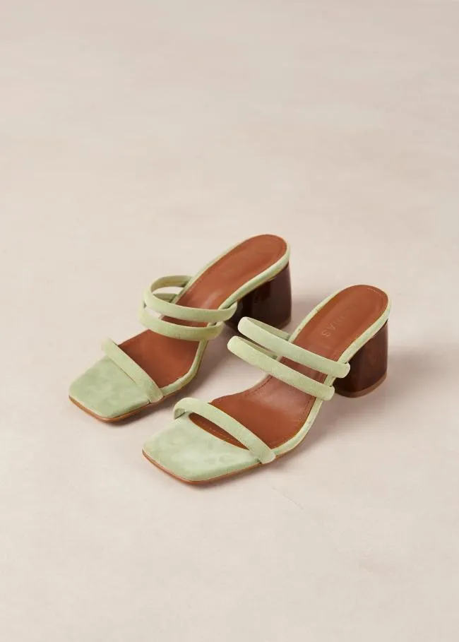 ALOHAS Mules Indiana 8211 Green Leather Sandals 8211 Women