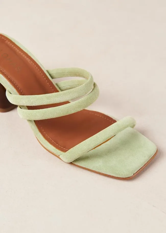 ALOHAS Mules Indiana 8211 Green Leather Sandals 8211 Women