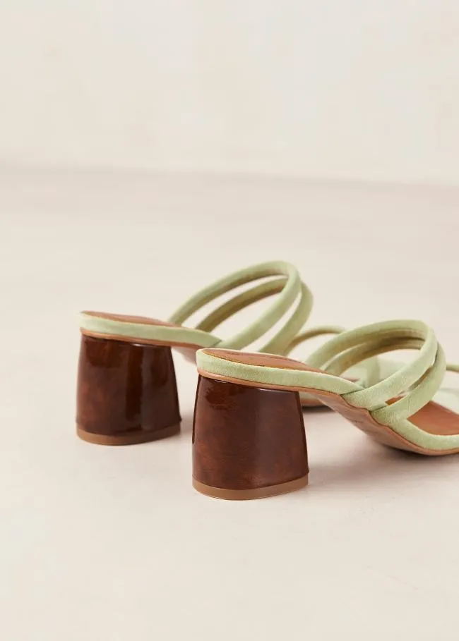 ALOHAS Mules Indiana 8211 Green Leather Sandals 8211 Women