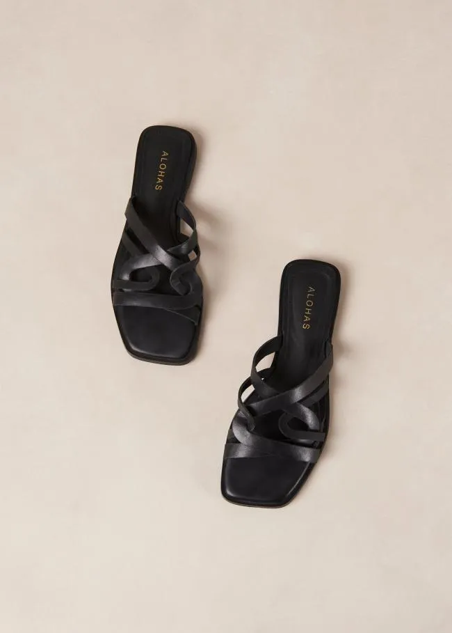 ALOHAS Mules Pad 8211 Black Leather Sandals 8211 Women