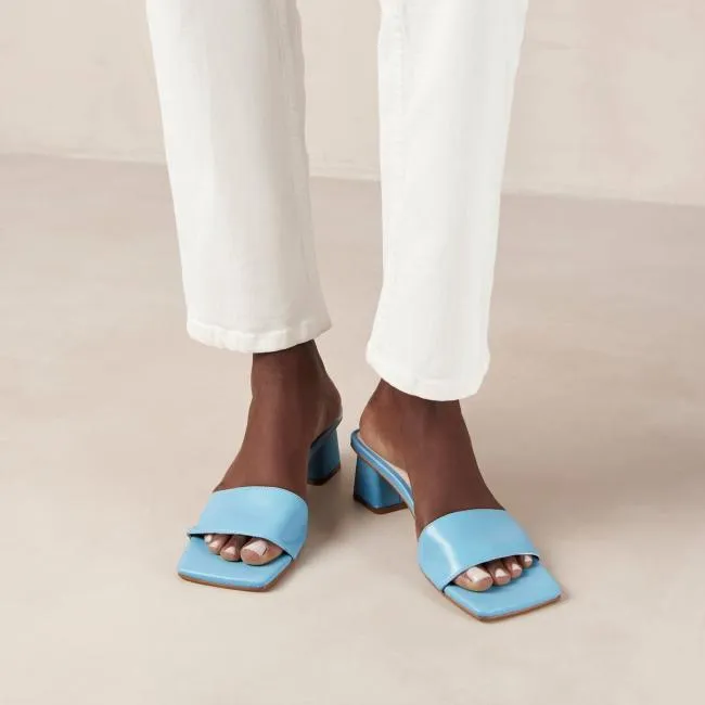 ALOHAS Mules Squared 8211 Blue Vegan Leather Sandals 8211 Women