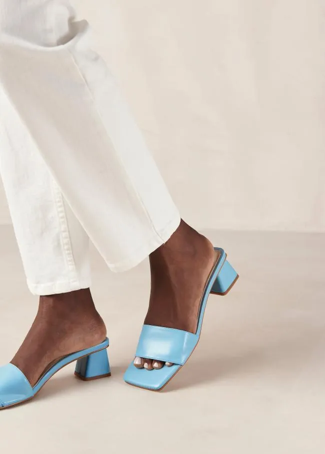 ALOHAS Mules Squared 8211 Blue Vegan Leather Sandals 8211 Women