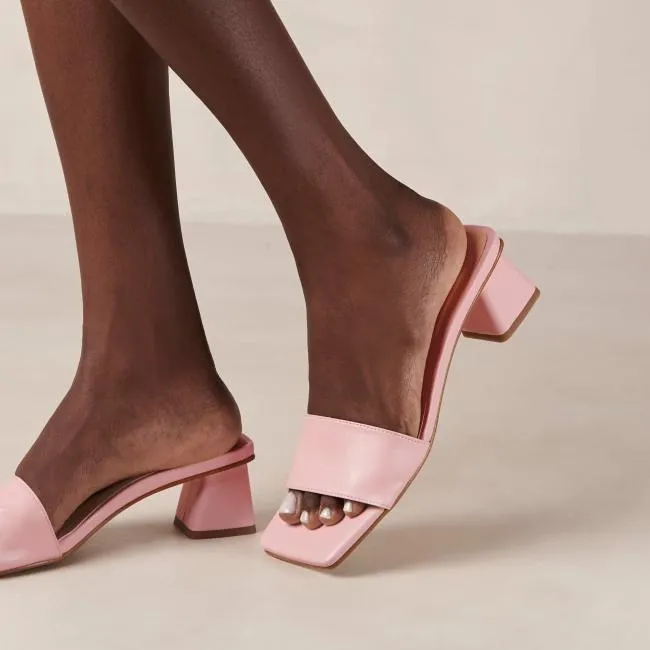 ALOHAS Mules Squared 8211 Pink Vegan Leather Sandals 8211 Women