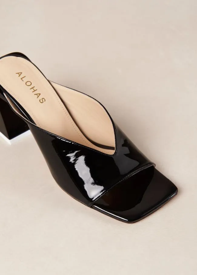 ALOHAS Mules Tasha 8211 Black Patent Leather Mules 8211 Women