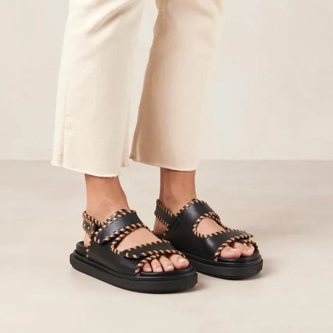 ALOHAS Sandals Barrel 8211 Black And Brown Leather Sandals 8211 Women