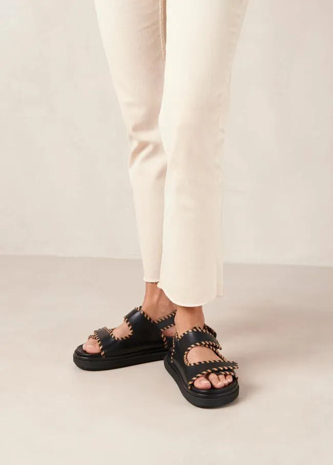 ALOHAS Sandals Barrel 8211 Black And Brown Leather Sandals 8211 Women