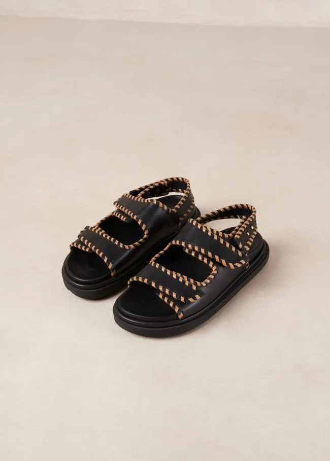 ALOHAS Sandals Barrel 8211 Black And Brown Leather Sandals 8211 Women