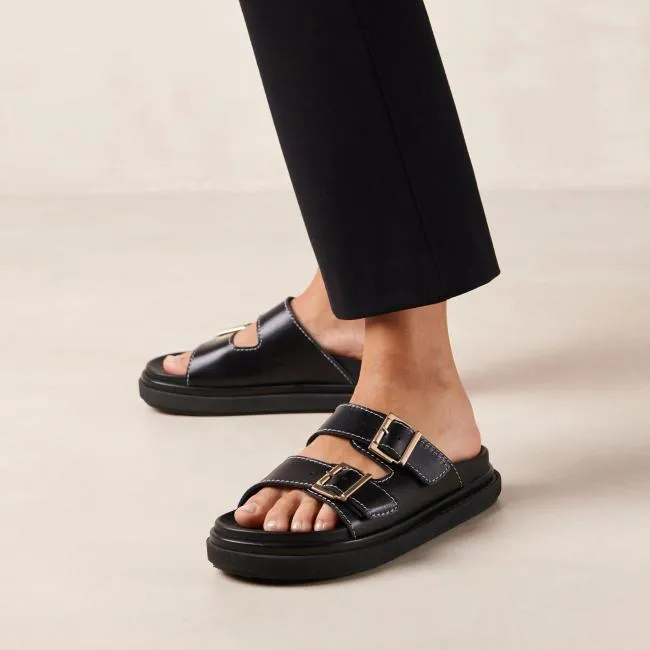 ALOHAS Sandals Buckle Strap 8211 Black Leather Sandals 8211 Women