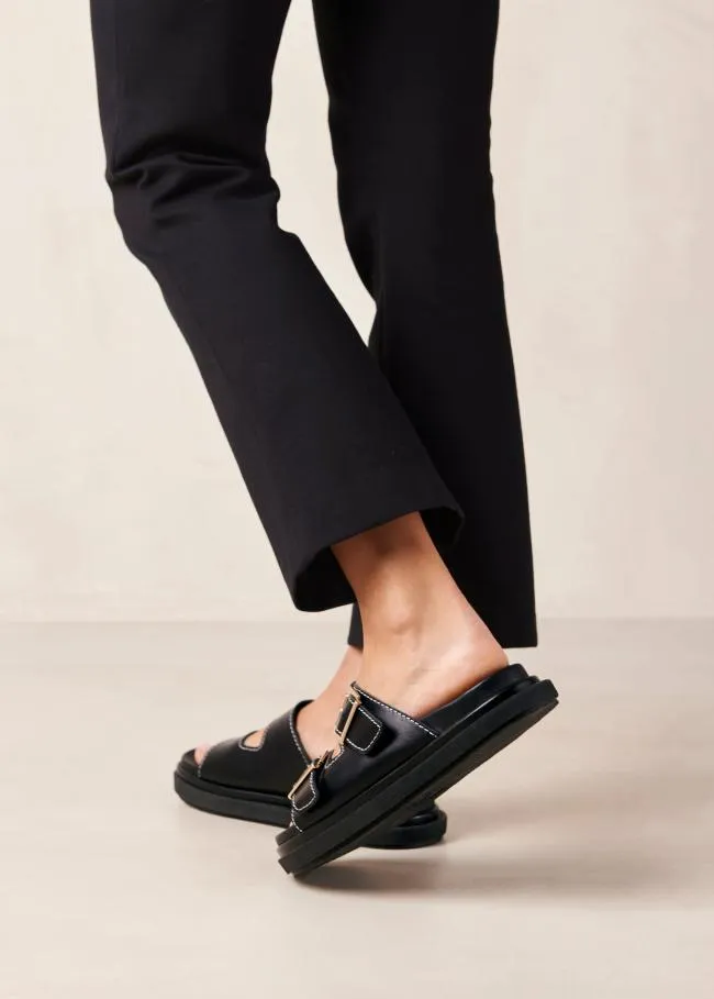 ALOHAS Sandals Buckle Strap 8211 Black Leather Sandals 8211 Women