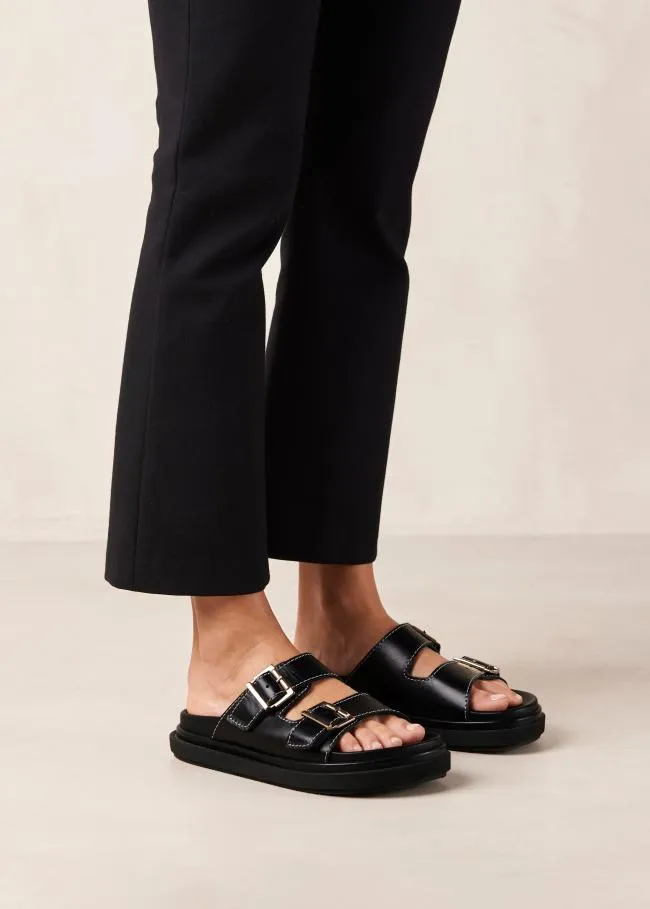 ALOHAS Sandals Buckle Strap 8211 Black Leather Sandals 8211 Women