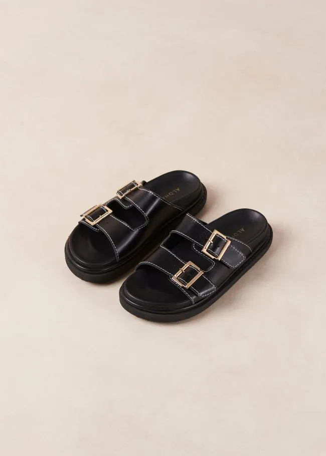 ALOHAS Sandals Buckle Strap 8211 Black Leather Sandals 8211 Women