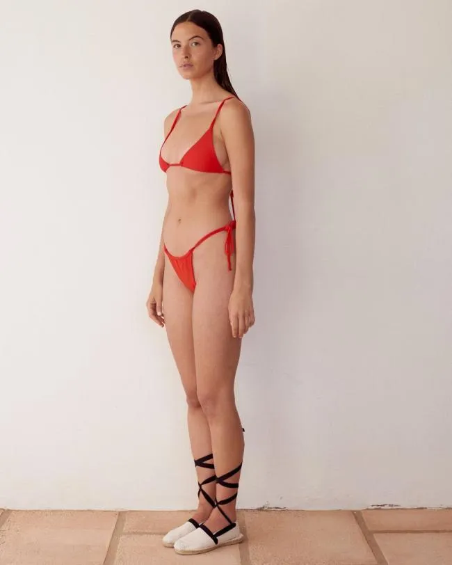 ALOHAS Swimwear The Untie Me 8211 Red Econyl Bikini Bottom 8211 Women