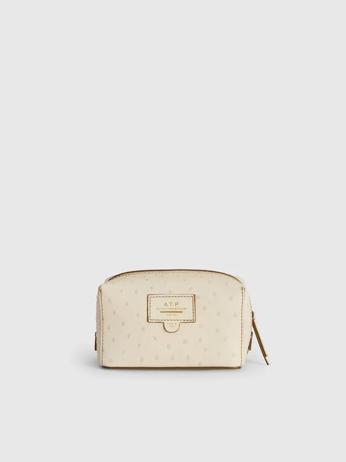 ATP Atelier Beauty Bags Capanne Linen Printed Ostrich Beauty Bag Linen 8211 Women ATP Atelier Beauty Bags Capanne Linen Printed Ostrich Beauty Bag Linen 8211 Women