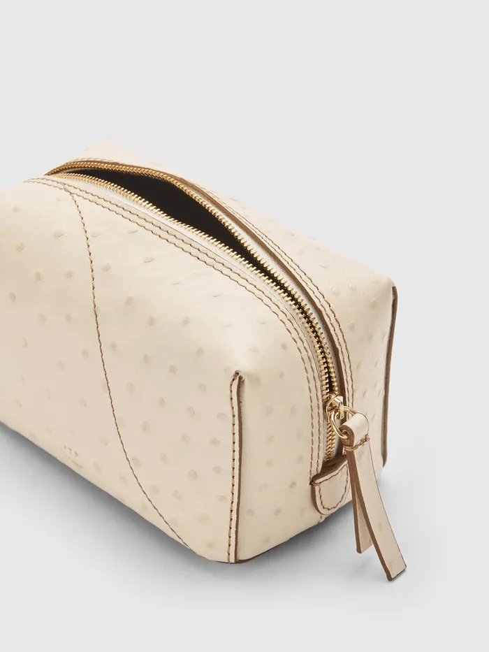 ATP Atelier Beauty Bags Capanne Linen Printed Ostrich Beauty Bag Linen 8211 Women