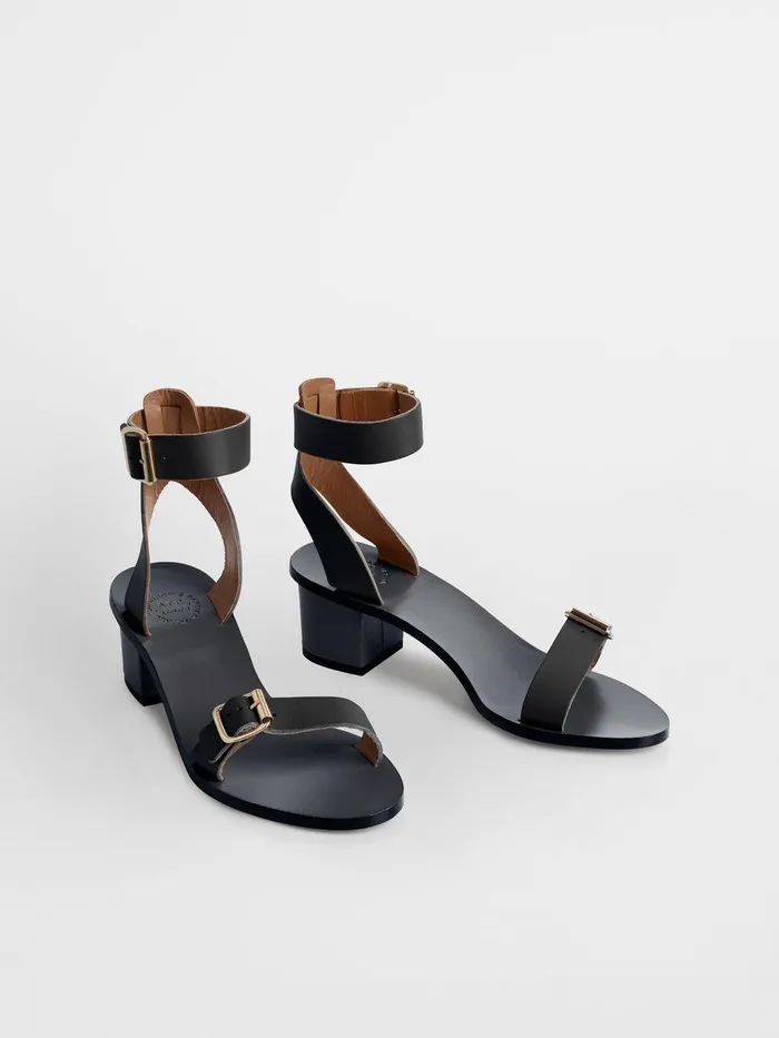 ATP Atelier Sandals Carmen Black Leather Ankle Strap Heels Black 8211 Women