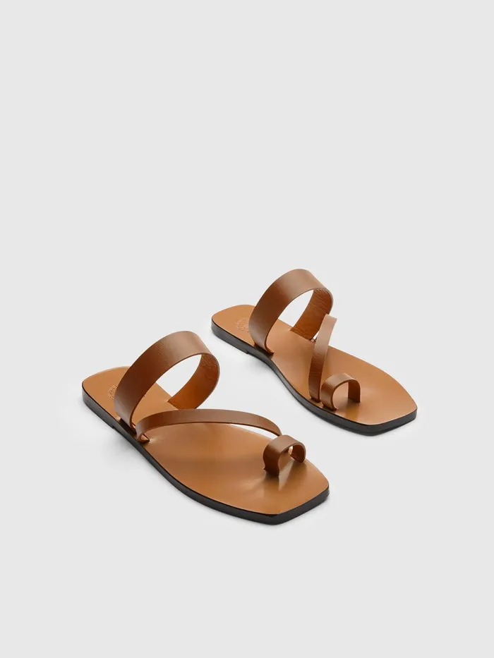 ATP Atelier Sandals Saletto Cannella Leather Flat Sandals Cannella 8211 Women