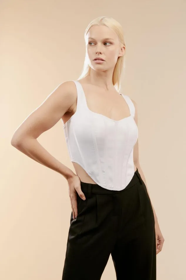 Bardot Corsets Satin Corset Bustier In Orchid White 8211 Women