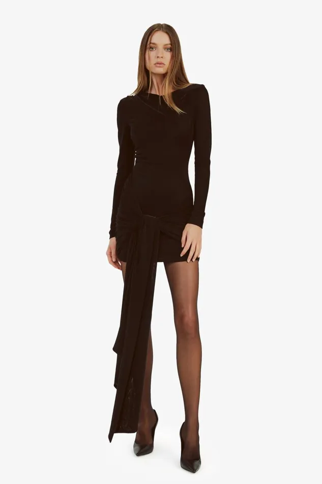 Bardot Day To Night Dresses Cassidy Tie Front Dress In Black 8211 Women Bardot Day To Night Dresses Cassidy Tie Front Dress In Black 8211 Women